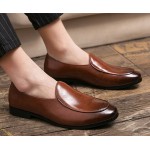 Brown Vintage Slip On Loafers Dress Dapper Man Shoes Flats